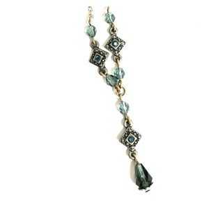 Blue crystal Y shaped necklace broilette
